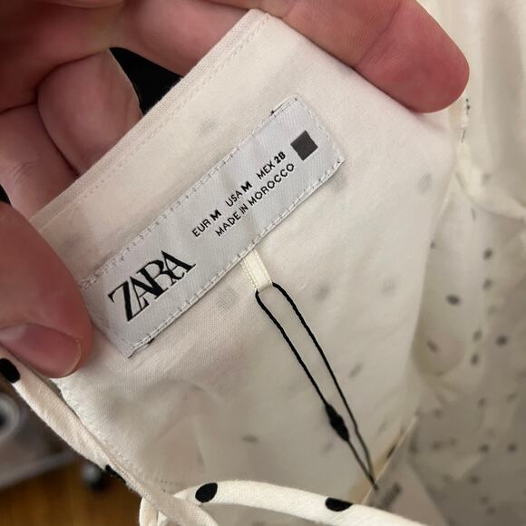 Zara White Polka Dot Dress V Neck Backless High Waist Sleeveless sz M NWT's - Picture 15 of 16